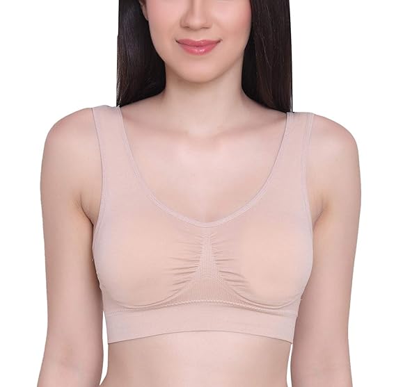 GLAMORAS Women’s Sports Bra – Nylon Elastane, Lightly Padded, Non-Wired, U-Back Design